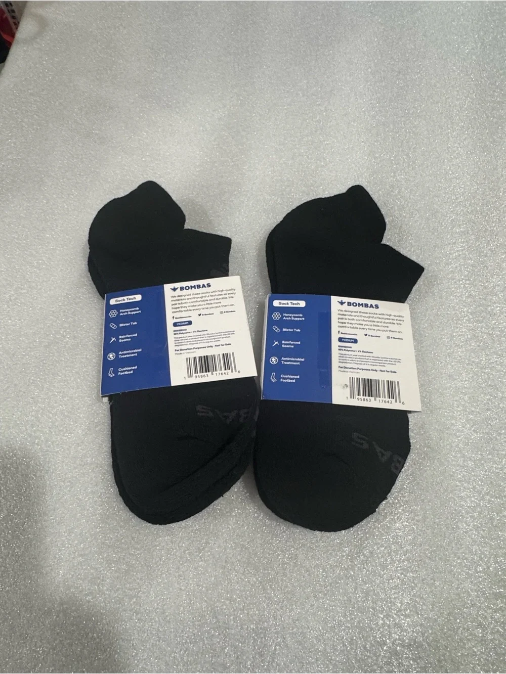 Bombas Black Men’s Women’s Unisex Ankle Athletic Socks (2-Pack) - Picture 4 of 7